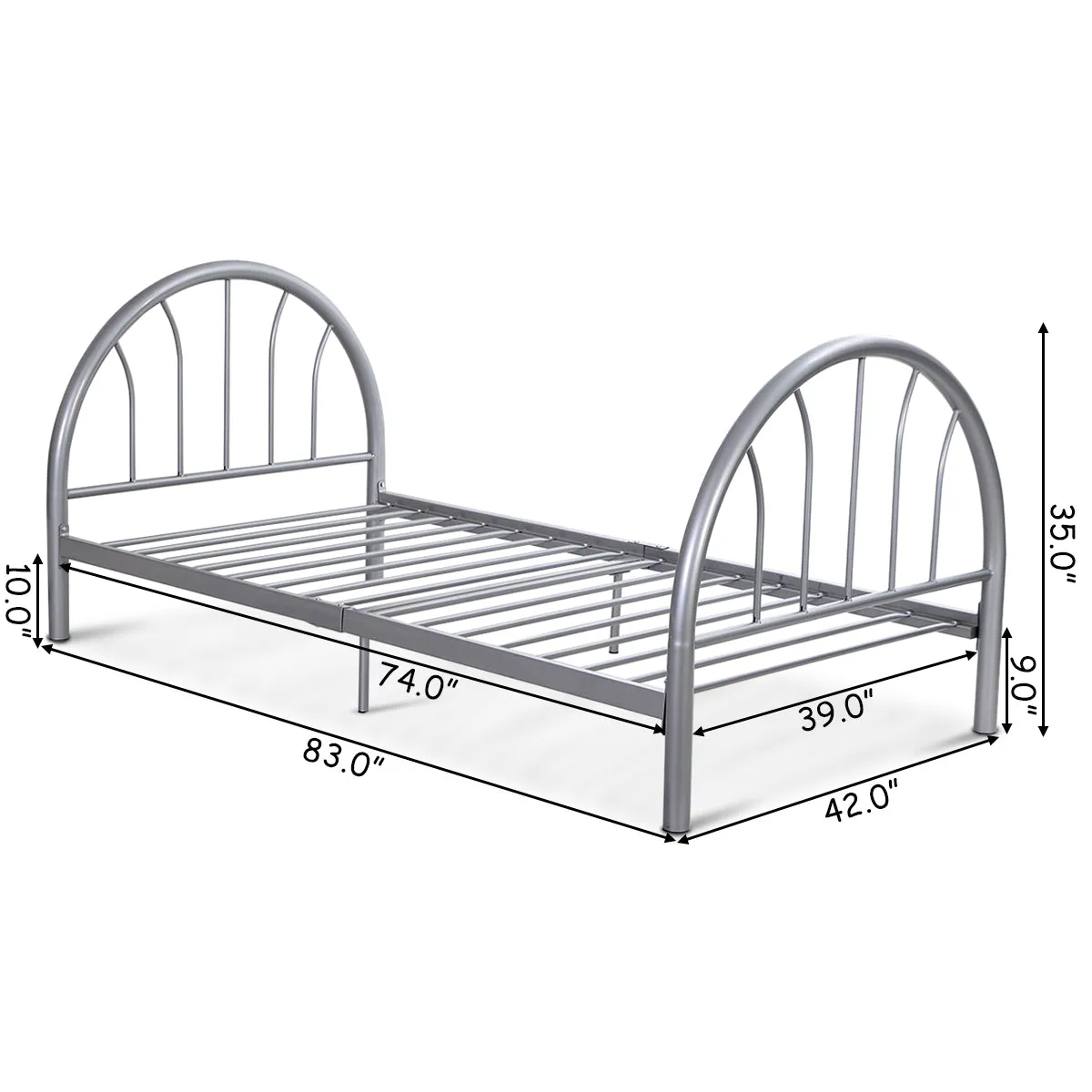 Giantex 83" x 42" x 35" Metal Bed Platform Frame Twin Size Bedroom Home Furniture