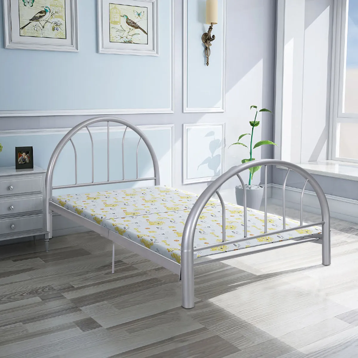 Giantex 83" x 42" x 35" Metal Bed Platform Frame Twin Size Bedroom Home Furniture