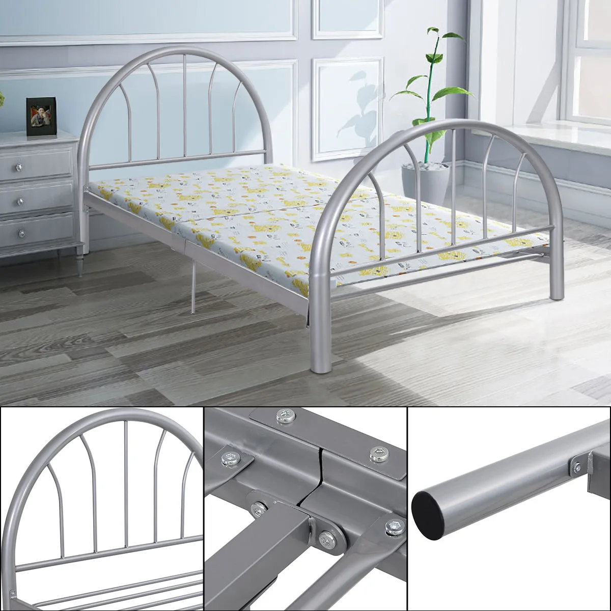Giantex 83" x 42" x 35" Metal Bed Platform Frame Twin Size Bedroom Home Furniture