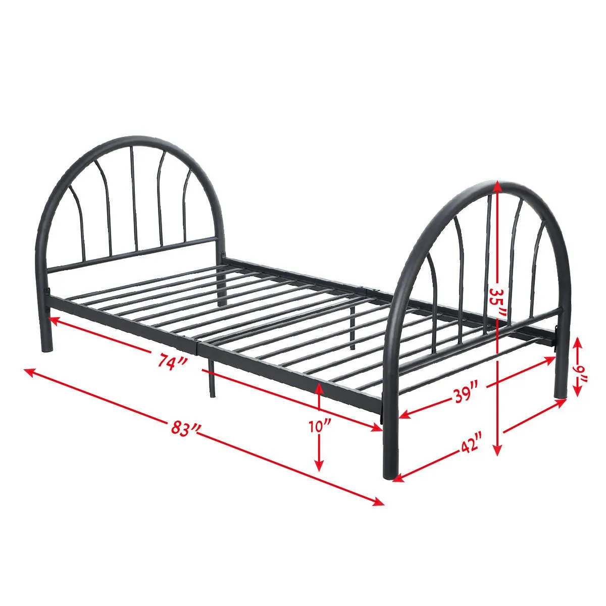 Giantex 83" x 42" x 35" Metal Bed Platform Frame Twin Size Bedroom Home Furniture