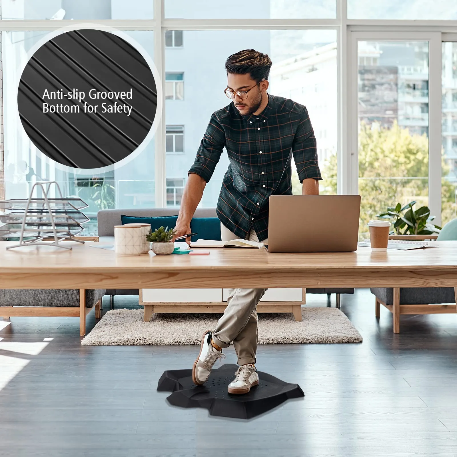 Giantex Anti Fatigue Mat, Not-Flat Standing Mat w/ Foot Massage Points Diverse Terrain & Beveled Edges