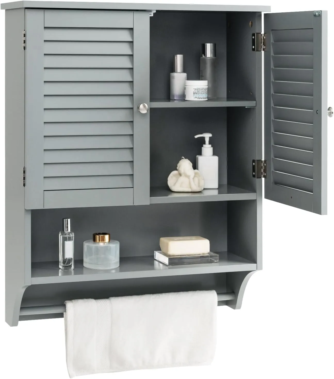 Giantex Bathroom Cabinet Wall Mounted - Hanging Medicine Cabinet with 2 Louvered Doors