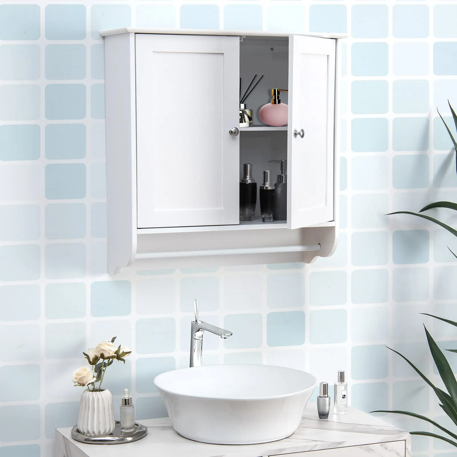 Giantex Bathroom Cabinet Wall Mounted - Over The Toilet Medicine Cabinet with Double Doors