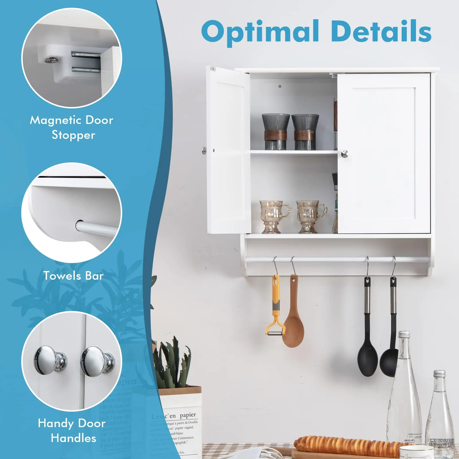 Giantex Bathroom Cabinet Wall Mounted - Over The Toilet Medicine Cabinet with Double Doors