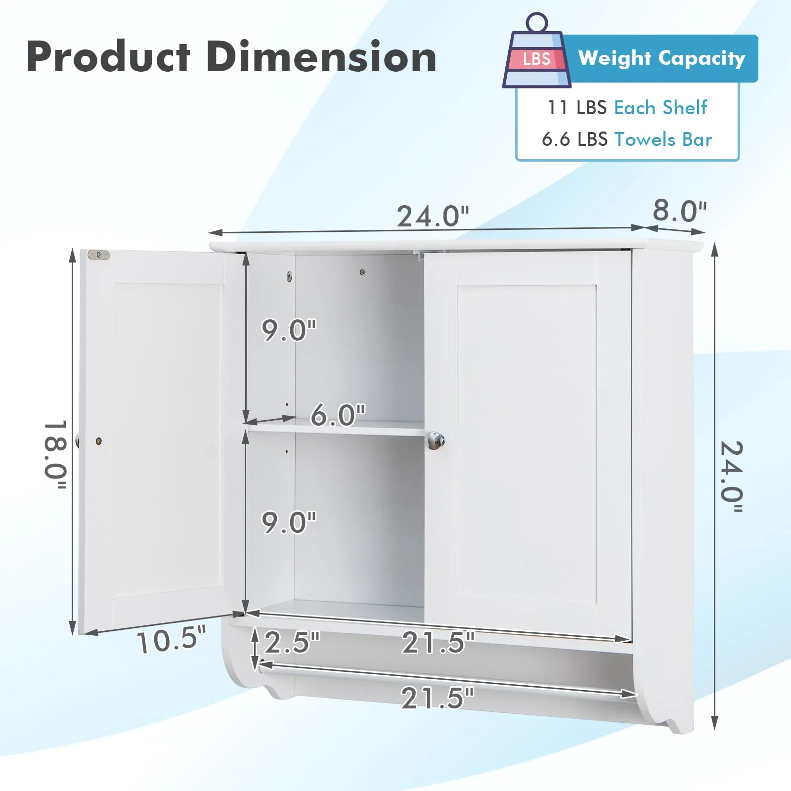 Giantex Bathroom Cabinet Wall Mounted - Over The Toilet Medicine Cabinet with Double Doors