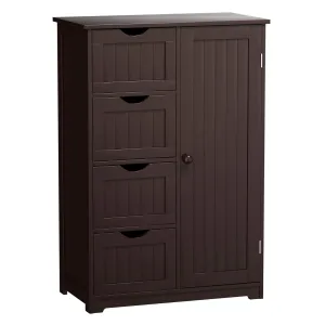 Giantex Bathroom Floor Cabinet Wooden with 1 Door & 4 Drawer bathroom organizer, toilet brush holder