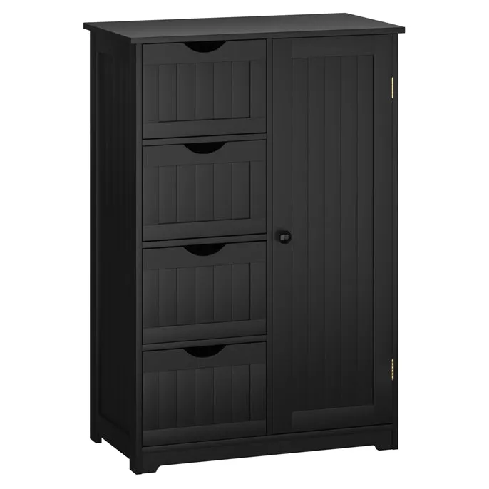 Giantex Bathroom Floor Cabinet Wooden with 1 Door & 4 Drawer