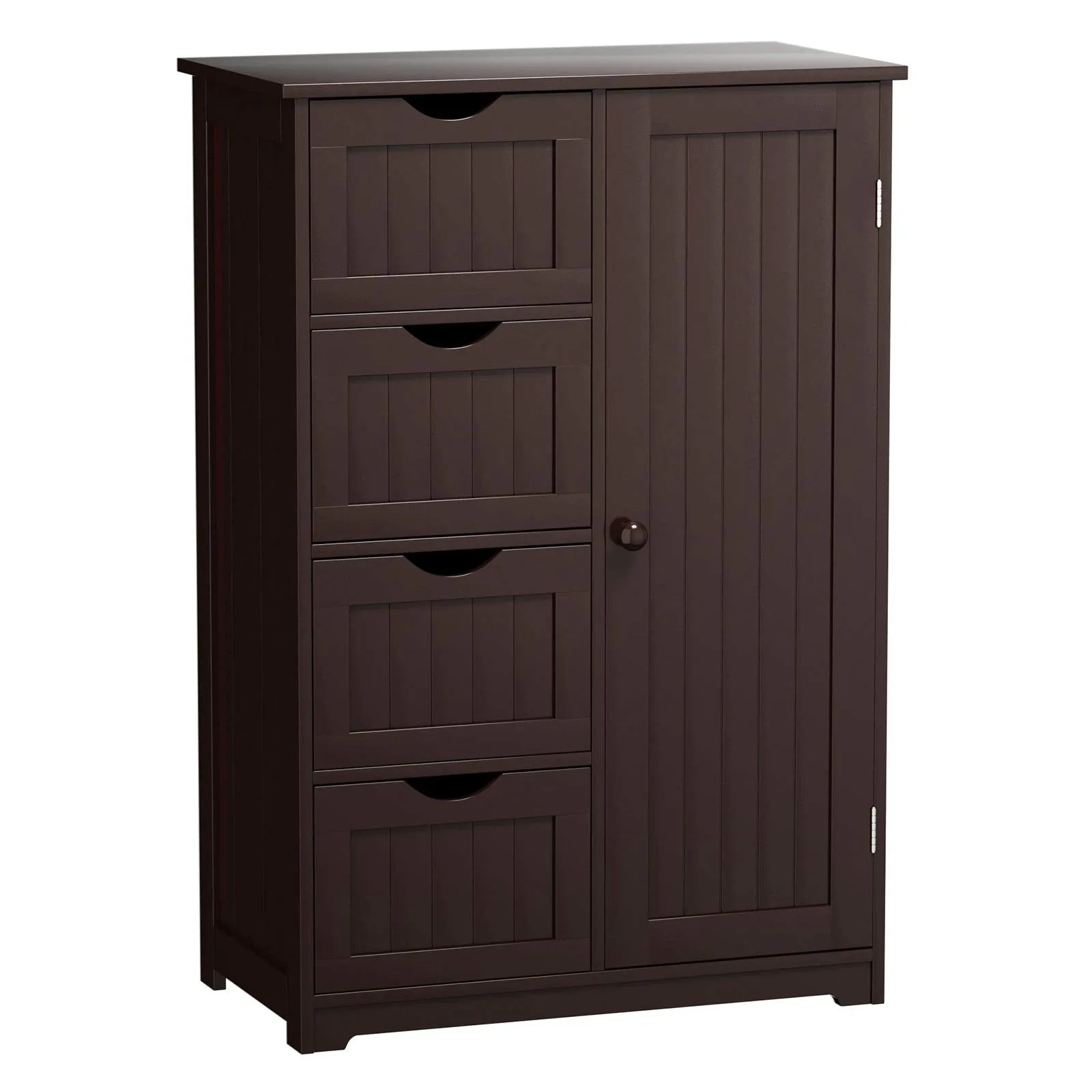 Giantex Bathroom Floor Cabinet Wooden with 1 Door & 4 Drawer bathroom organizer, toilet brush holder