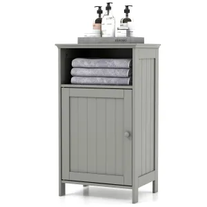 Giantex Bathroom Floor Storage Cabinet - Side Cabinet with Open Compartment, 3-Position Adjustable Shelf bathroom organizer, toilet brush holder