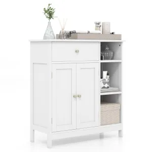 Giantex Bathroom Storage Cabinet with Drawer - Floor Cabinet w/ 3 Open Shelves bathroom organizer, toilet brush holder