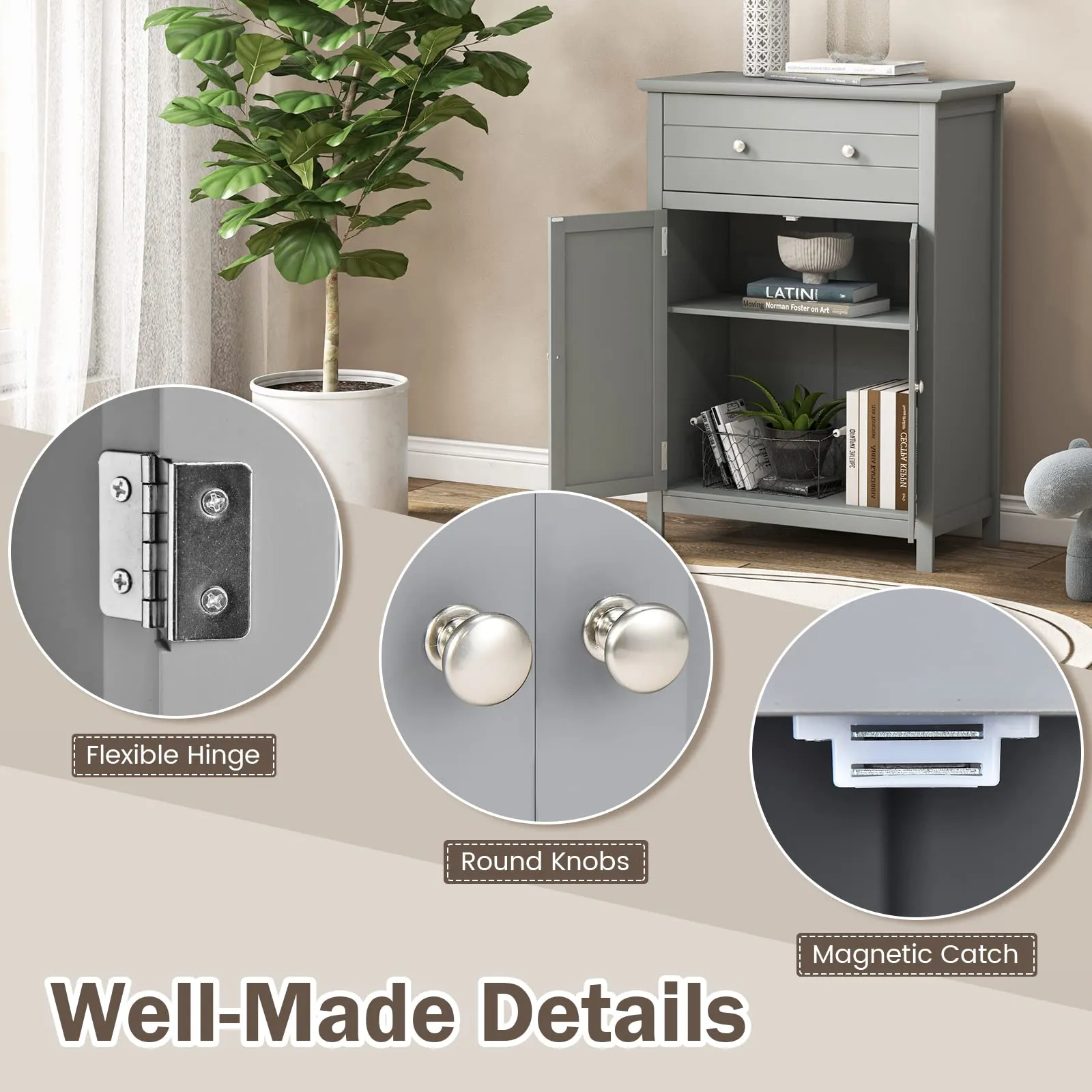 Giantex Bathroom Storage Cabinet with Drawer - Floor Cabinet with Doors, Adjustable Shelf