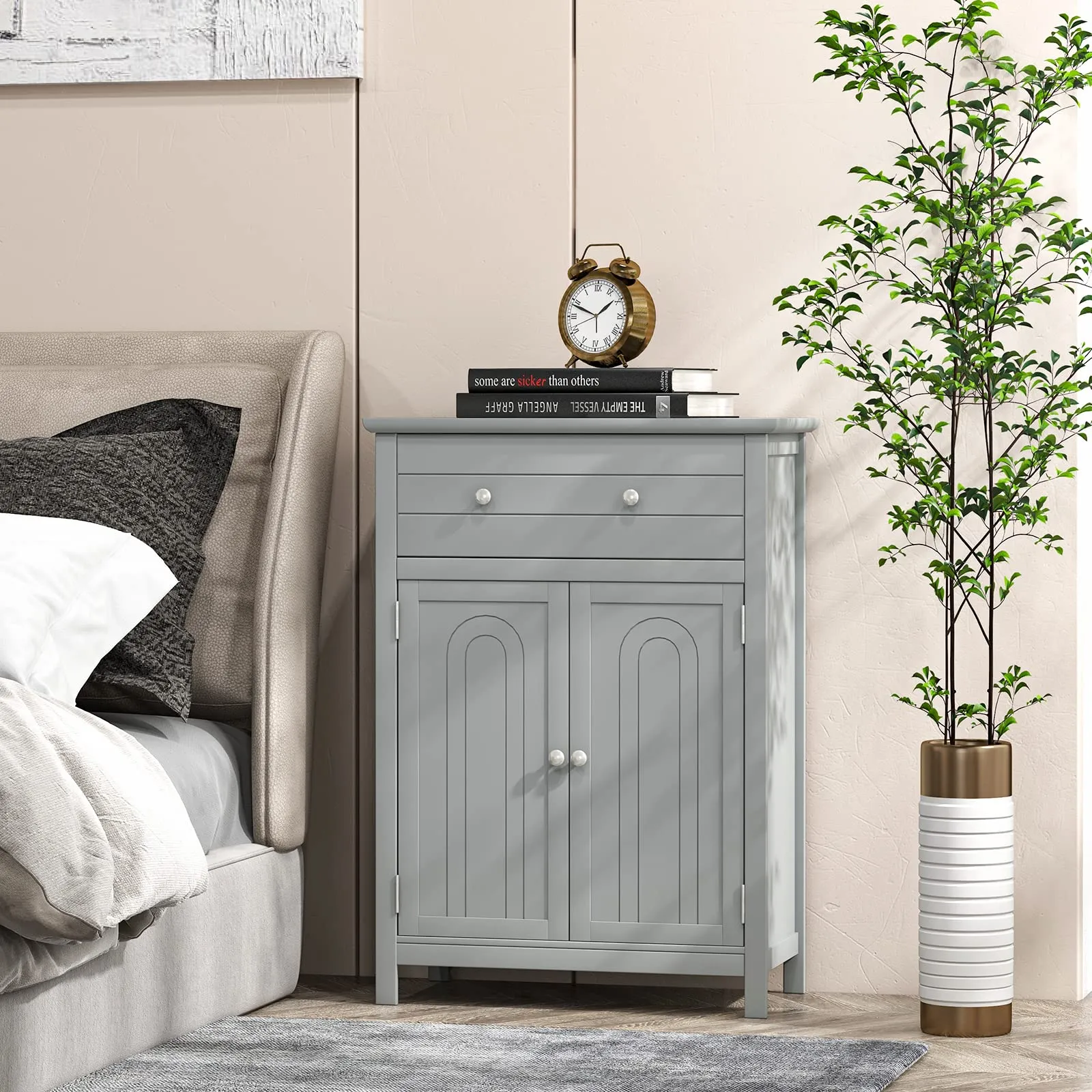 Giantex Bathroom Storage Cabinet with Drawer - Floor Cabinet with Doors, Adjustable Shelf