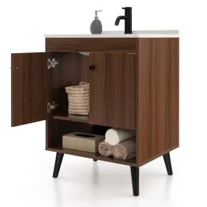 Giantex Bathroom Vanities with Vessel Sink - Bathroom Sink Cabinet with Doors bathroom organizer, toilet brush holder