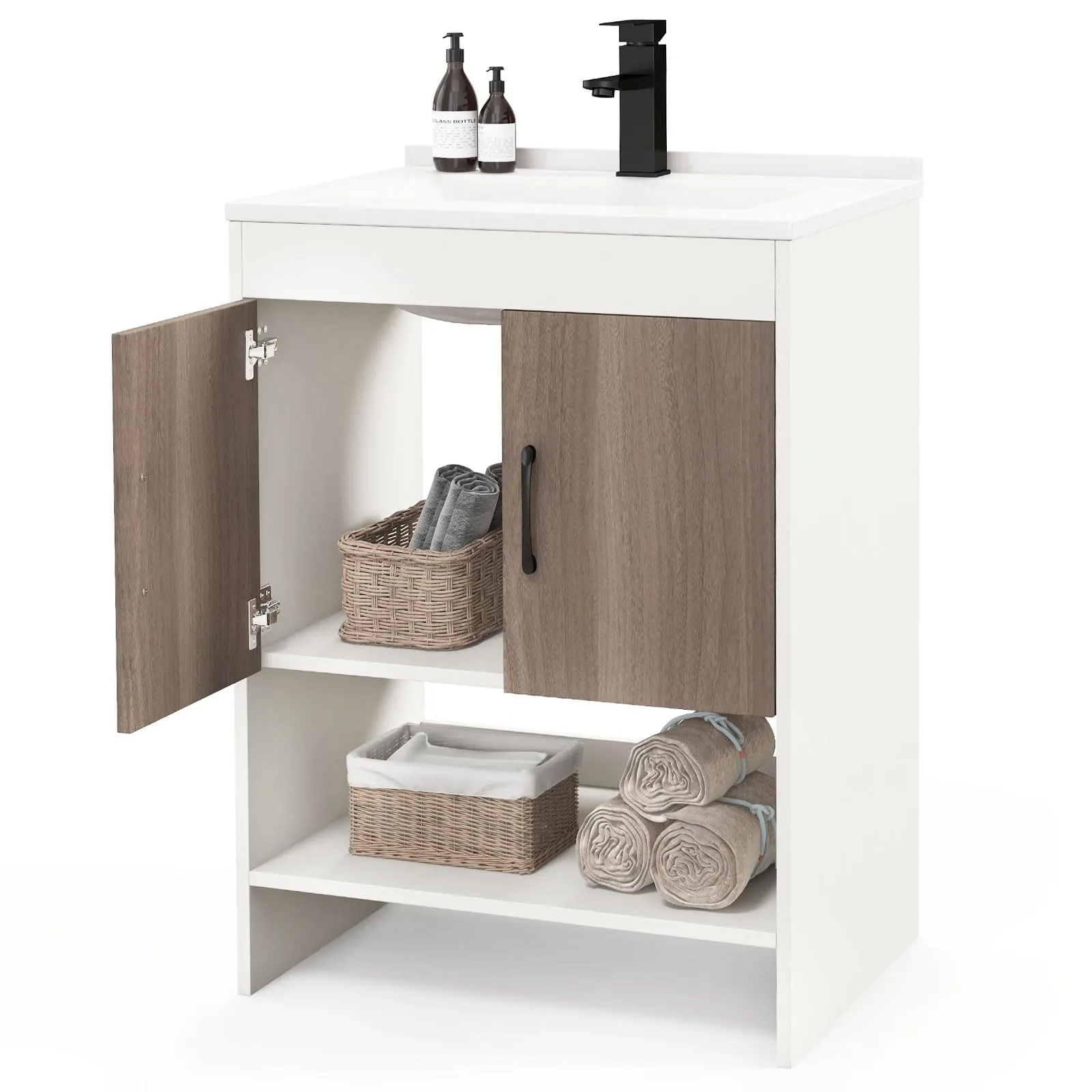 Giantex Bathroom Vanities with Vessel Sink - Bathroom Sink Cabinet with Doors