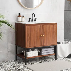 Giantex Bathroom Vanity with Sink Combo - 31" Bathroom Cabinet with Doors bathroom organizer, toilet brush holder