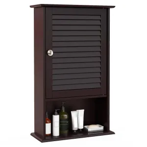 Giantex Bathroom Wall Mount Cabinet - Over The Toilet Storage Organizer with Single Door and Adjustable Shel bathroom organizer, toilet brush holder