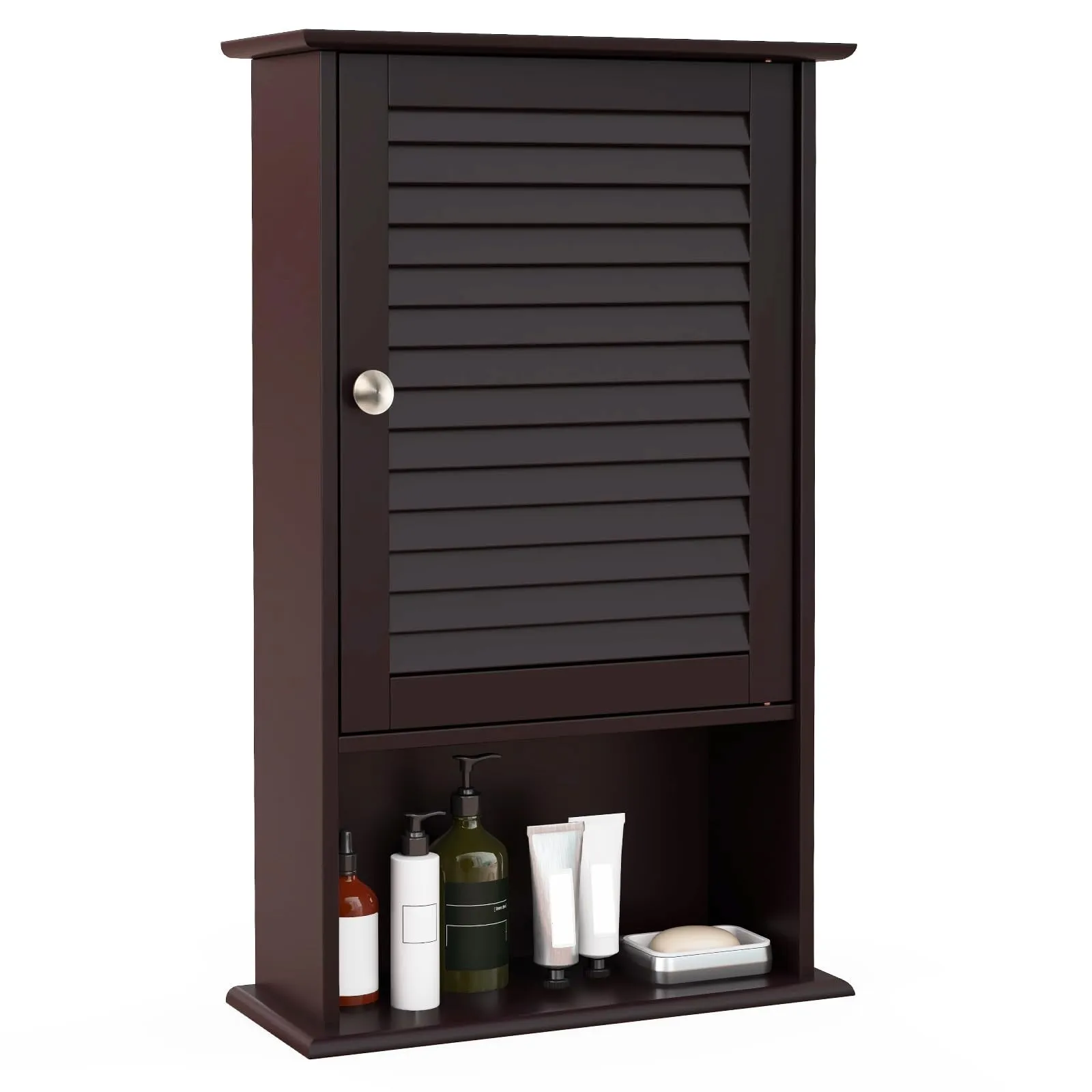 Giantex Bathroom Wall Mount Cabinet - Over The Toilet Storage Organizer with Single Door and Adjustable Shel bathroom organizer, toilet brush holder
