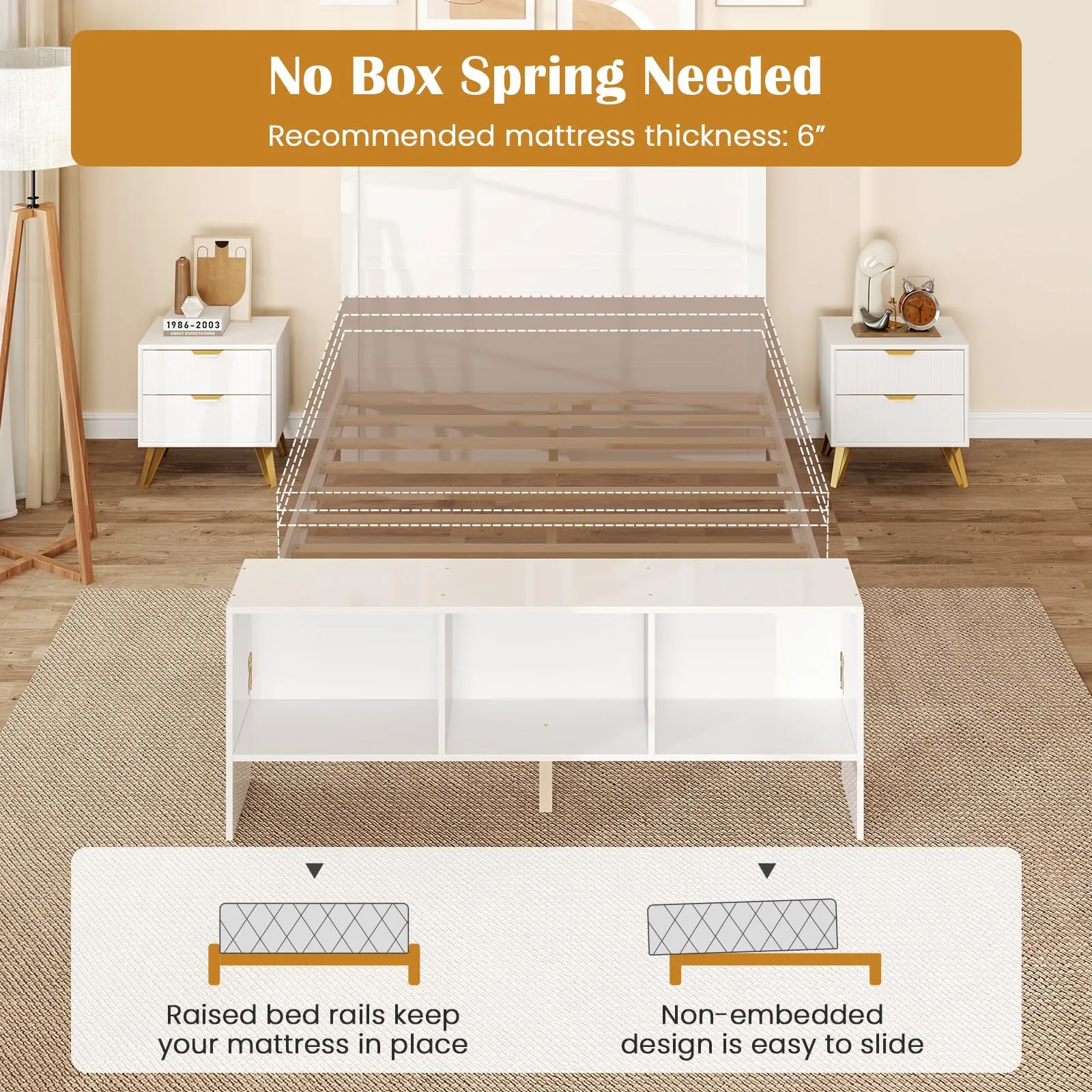 Giantex Bed Frame with Storage Headboard & Footboard