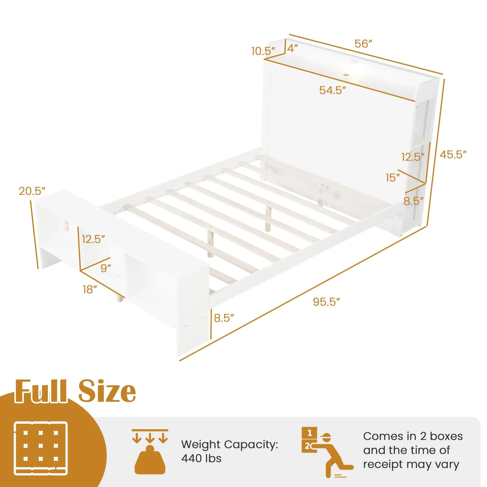 Giantex Bed Frame with Storage Headboard & Footboard