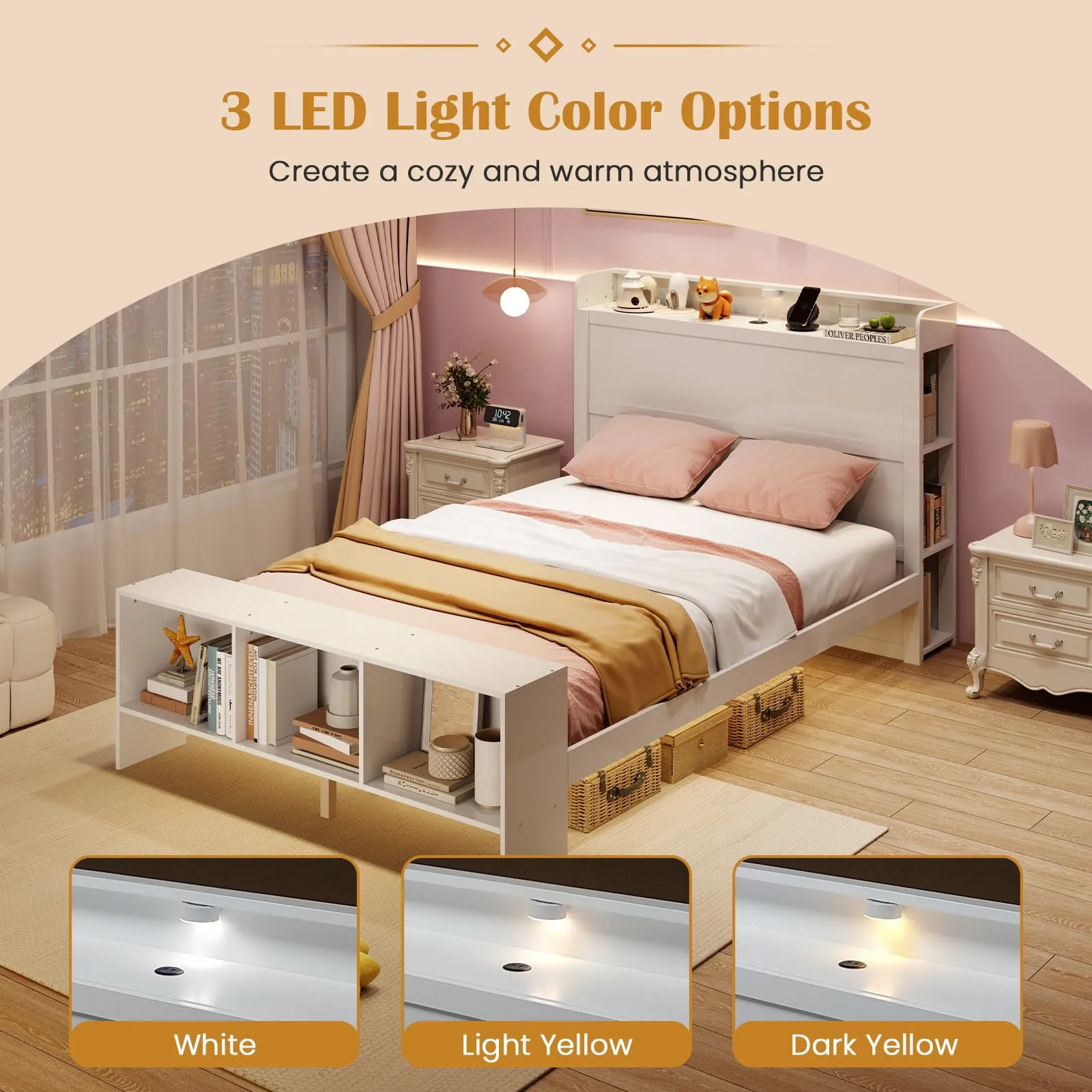 Giantex Bed Frame with Storage Headboard & Footboard