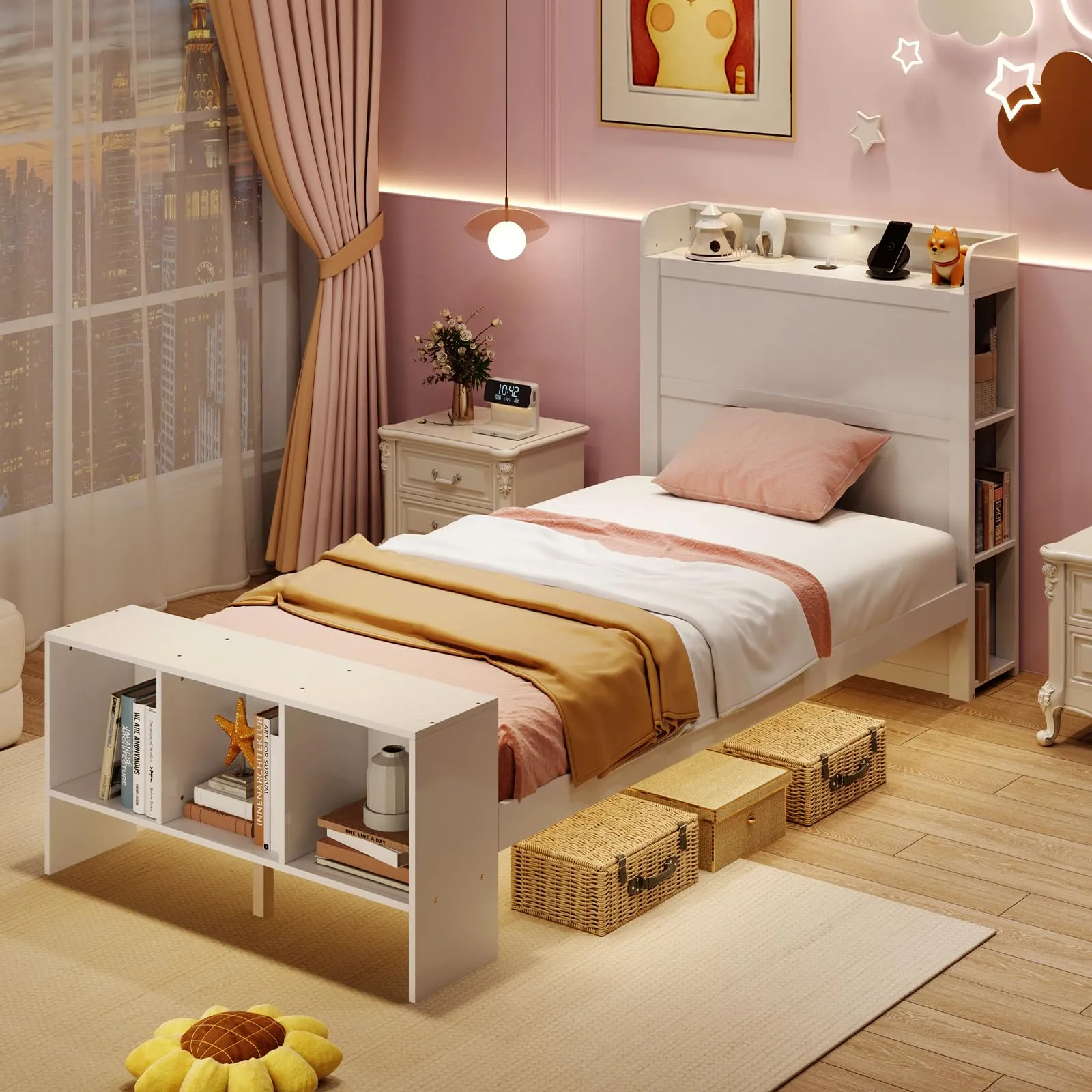 Giantex Bed Frame with Storage Headboard & Footboard