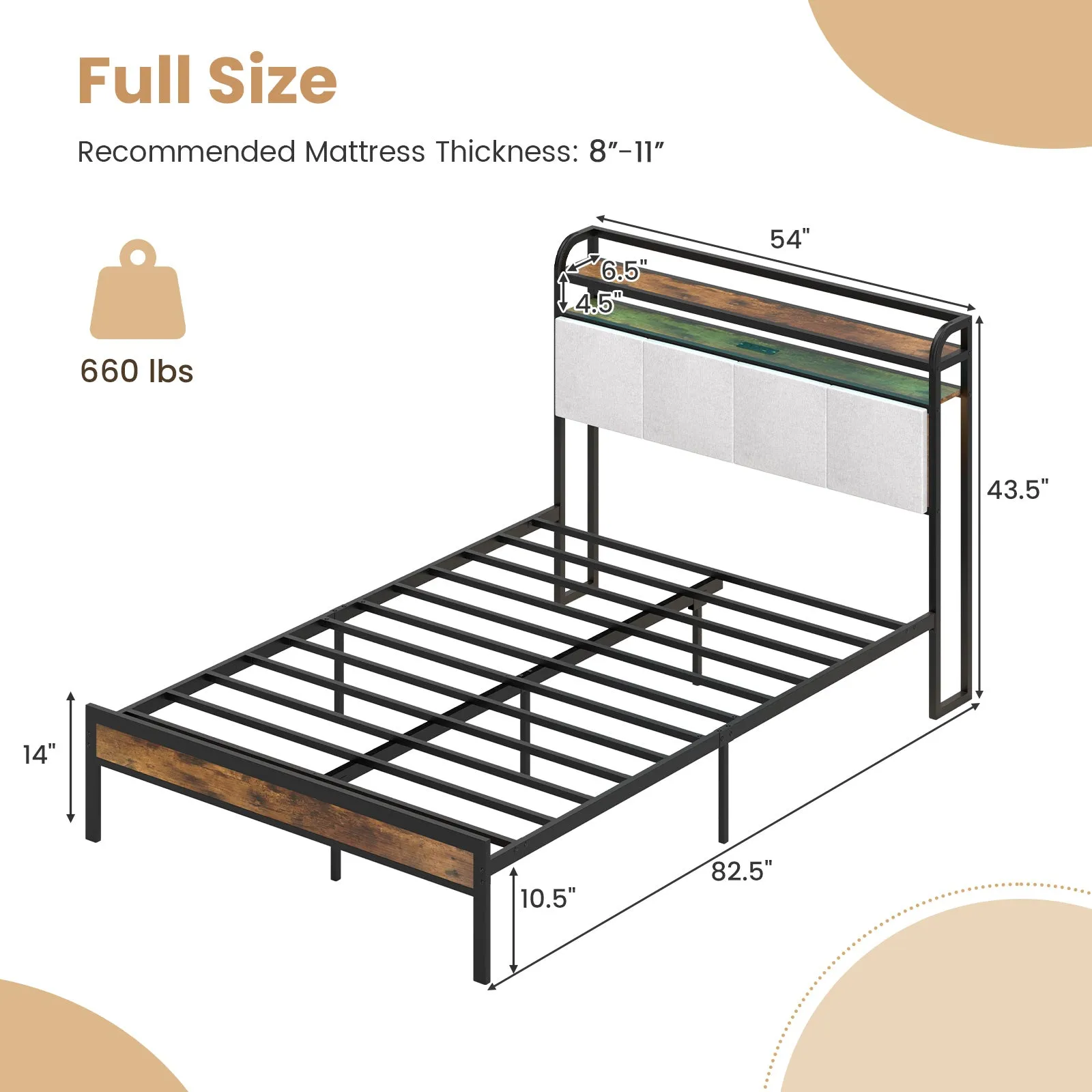 Giantex Bed Frame with Storage Headboard