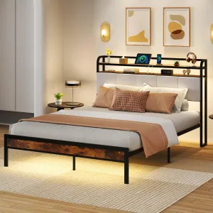 Giantex Bed Frame with Storage Headboard bed frame, queen bed