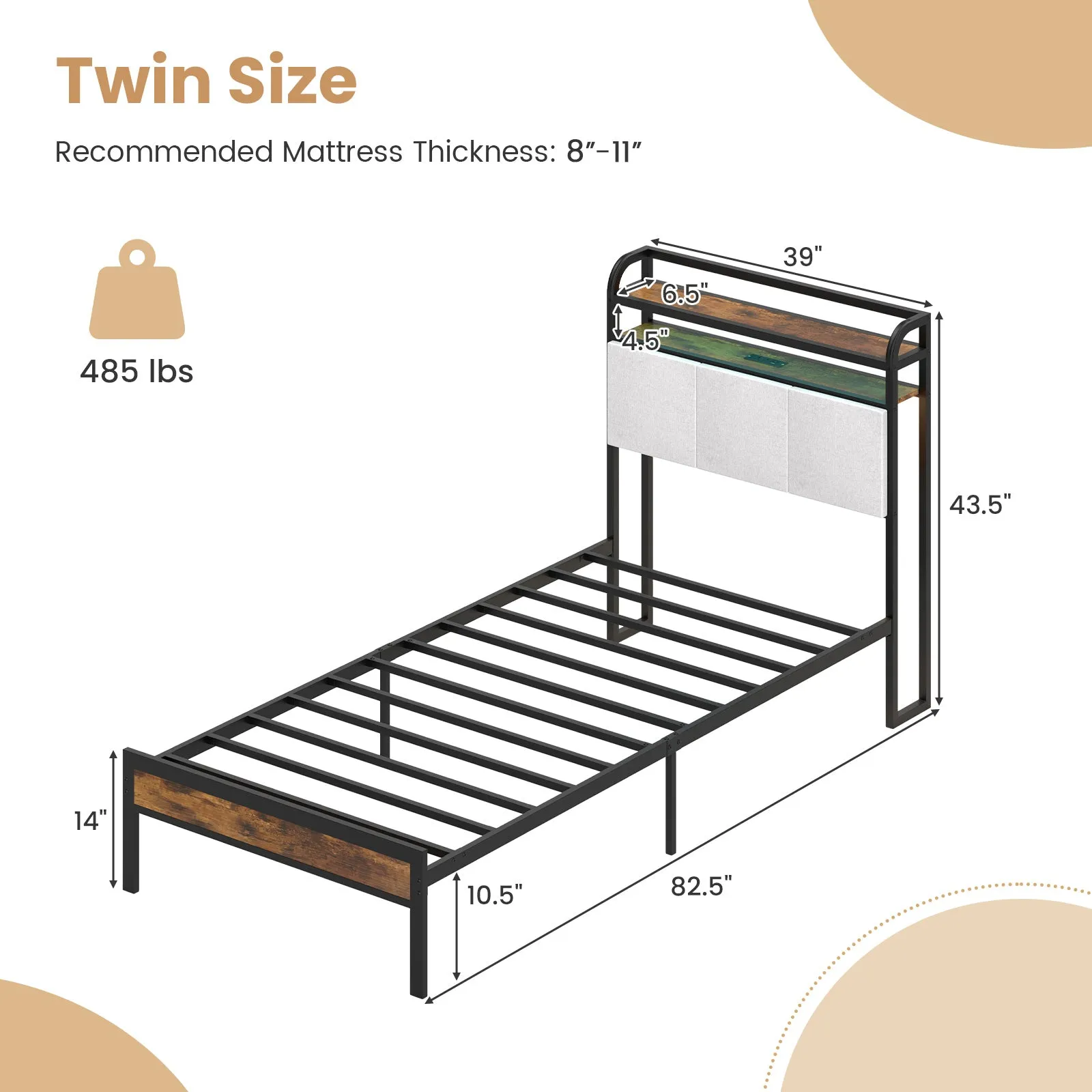 Giantex Bed Frame with Storage Headboard
