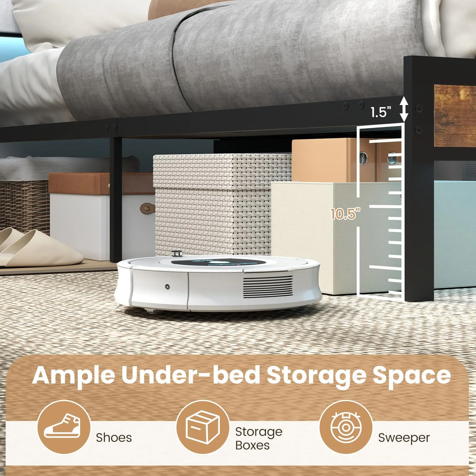 Giantex Bed Frame with Storage Headboard