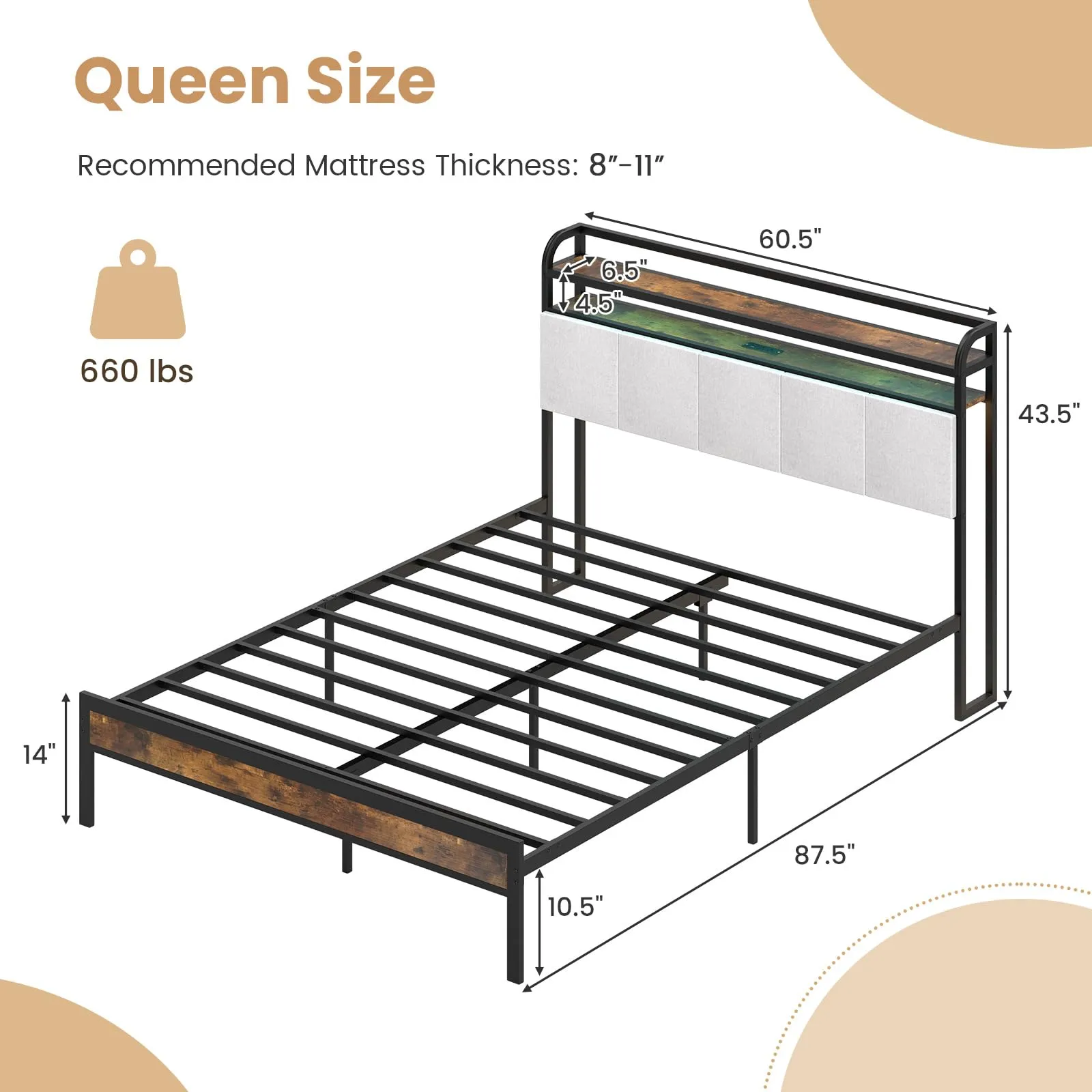 Giantex Bed Frame with Storage Headboard