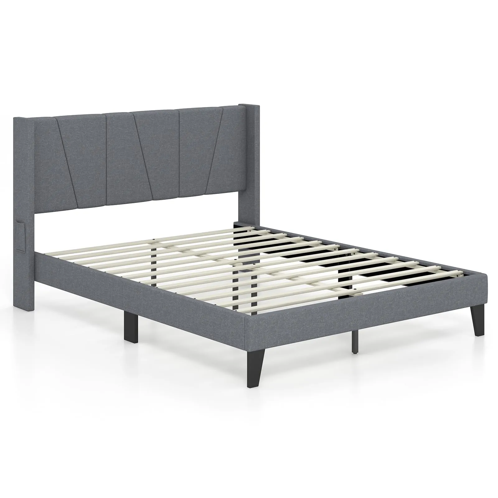 Giantex Bed Frame with Wingback Headboard