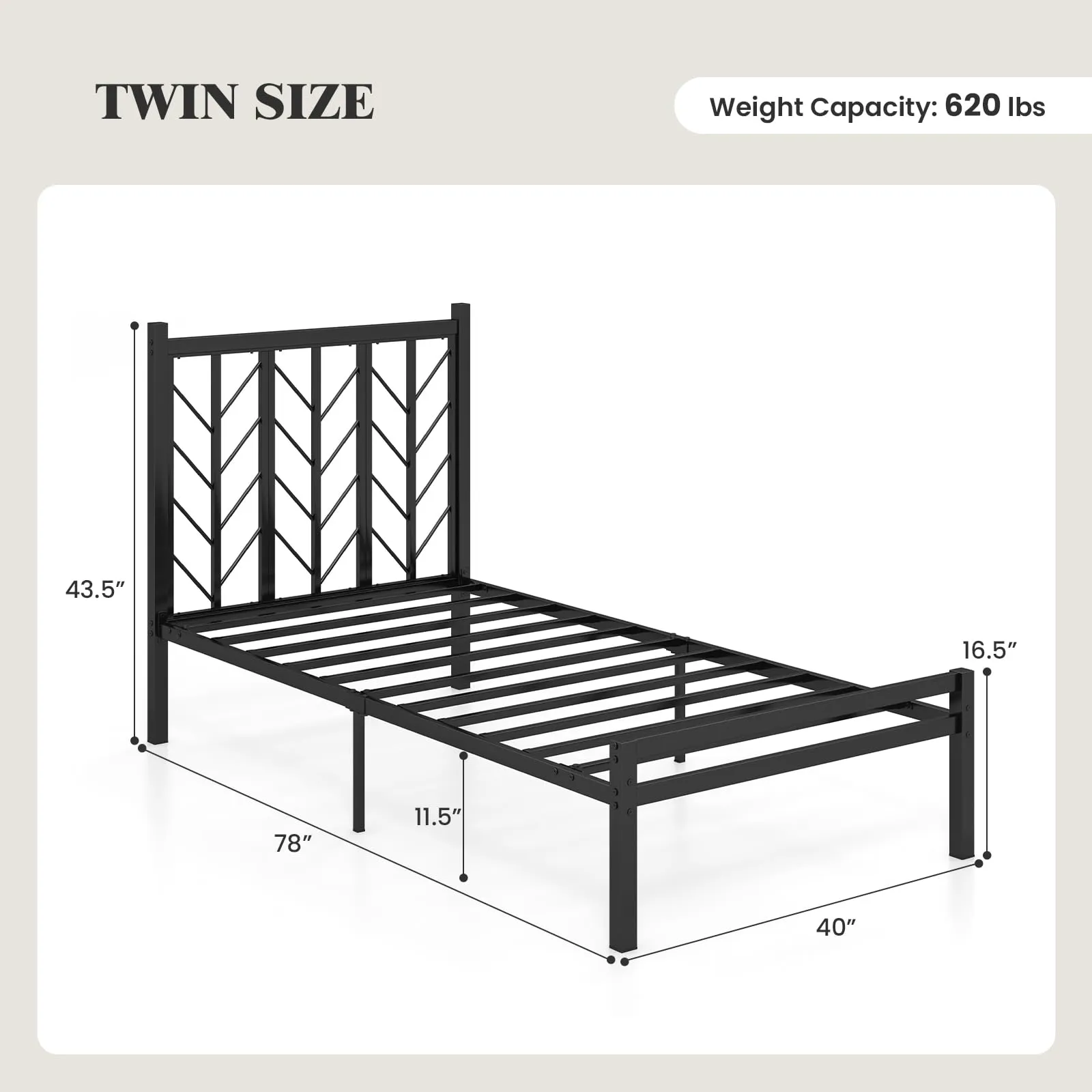 Giantex Bed Frames with Vintage Headboard, Metal Mattress Foundation for Storage