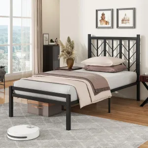 Giantex Bed Frames with Vintage Headboard, Metal Mattress Foundation for Storage bed frame, queen bed