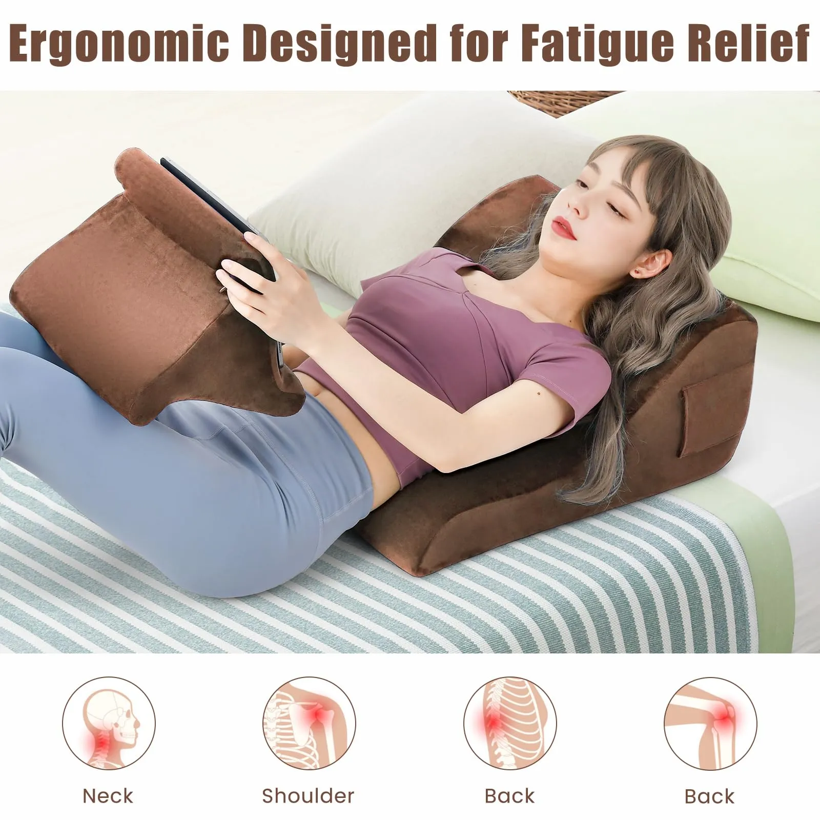 Giantex Bed Wedge Pillow for Sleeping, 7.5 Inch Triangle Pillow Wedge for Neck Back Leg Support