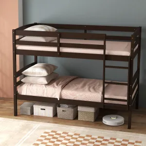 Giantex Bunk Bed, Solid Wood Detachable Bed Frame with High Guardrails & Integrated Ladder bed frame, queen bed