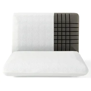 Giantex Charcoal Memory Foam Pillow 2 Pack, 3D Cutting Ventilated Pillows with Washable Cover, Back & Side Sleeper Pillows fleece blanket, knit throw