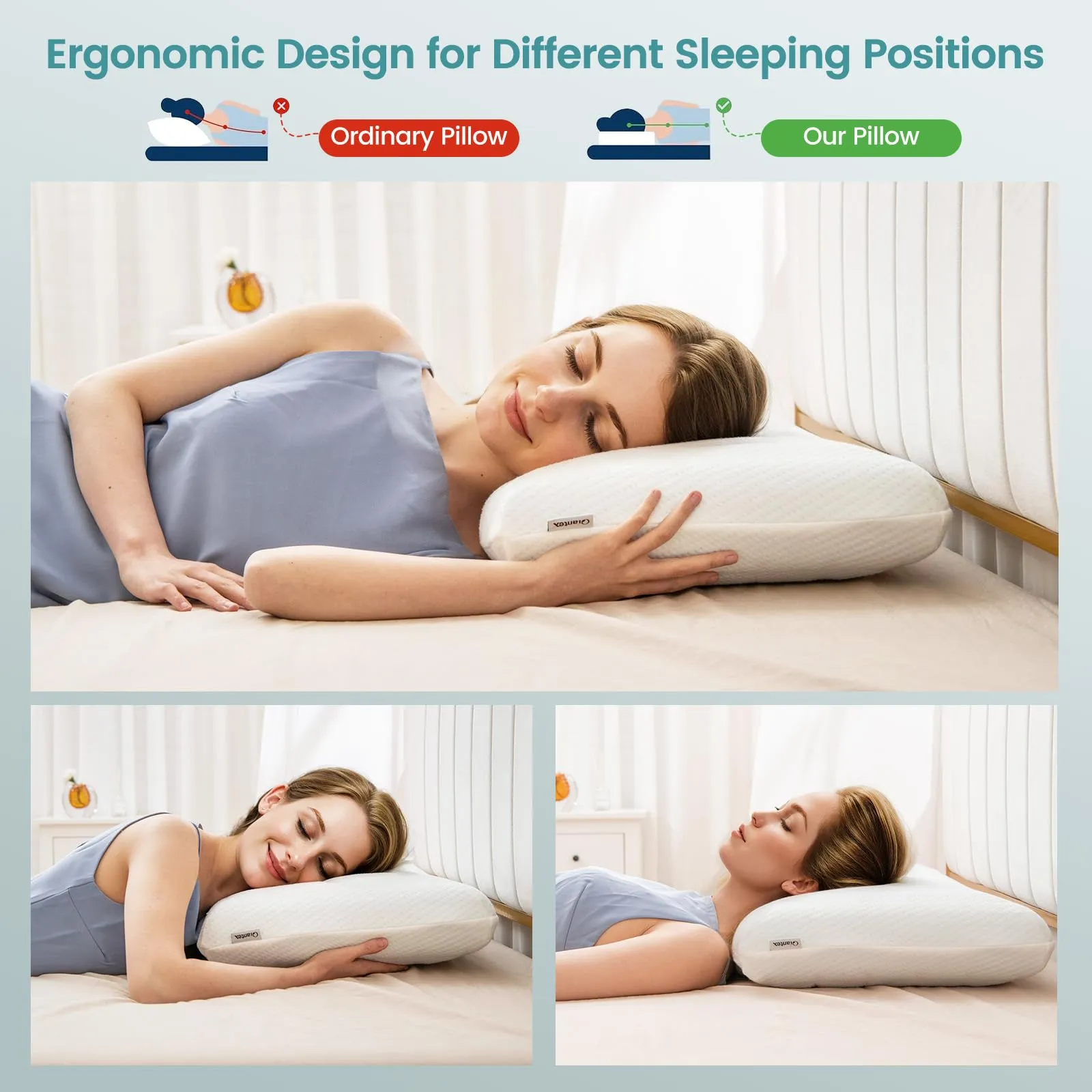 Giantex Cooling Gel Memory Foam Pillow 2 Pack, 3D Cutting Ventilated Cool Gel Pillows with Washable Cover