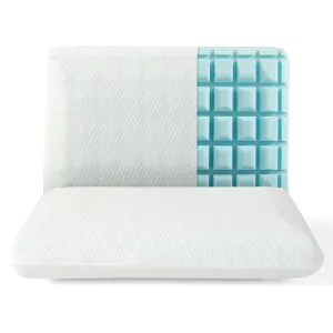 Giantex Cooling Gel Memory Foam Pillow 2 Pack, 3D Cutting Ventilated Cool Gel Pillows with Washable Cover fleece blanket, knit throw