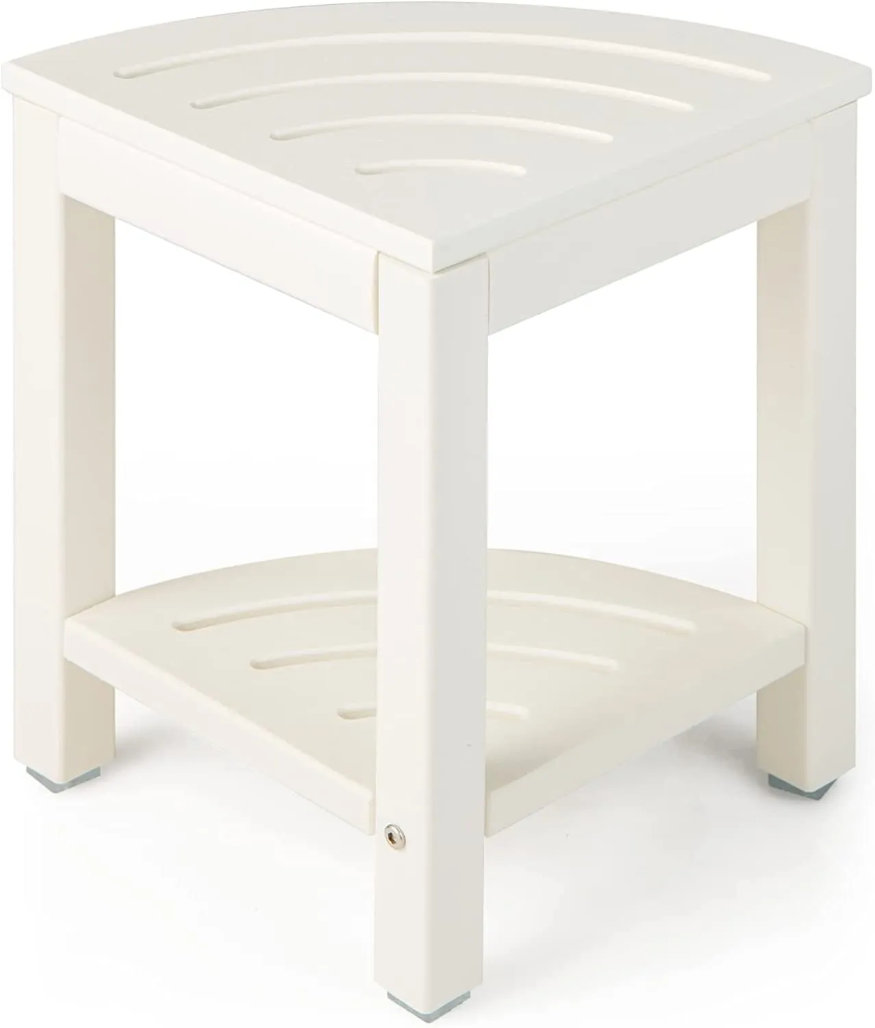 Giantex Corner Shower Stool Waterproof - HDPE Shower Bench Seat with Storage Shelf