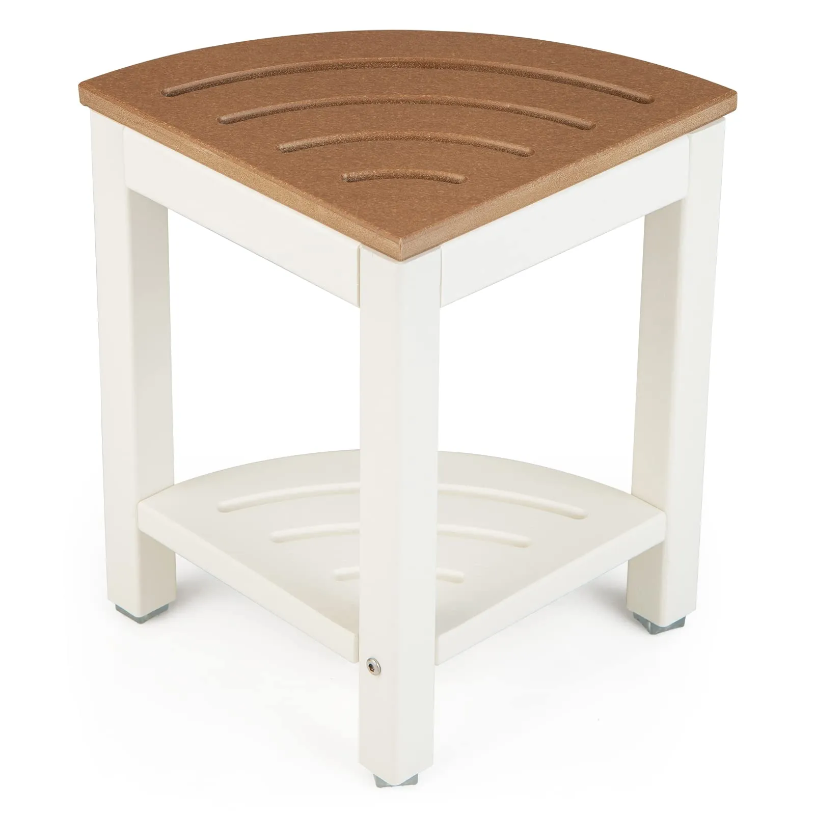Giantex Corner Shower Stool Waterproof - HDPE Shower Bench Seat with Storage Shelf bathroom organizer, toilet brush holder
