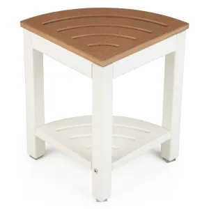 Giantex Corner Shower Stool Waterproof - HDPE Shower Bench Seat with Storage Shelf bathroom organizer, toilet brush holder