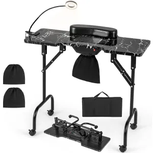 Giantex Foldable Nail Desk Manicure Table with Built in Dust Collector Fan folding chair, portable chair