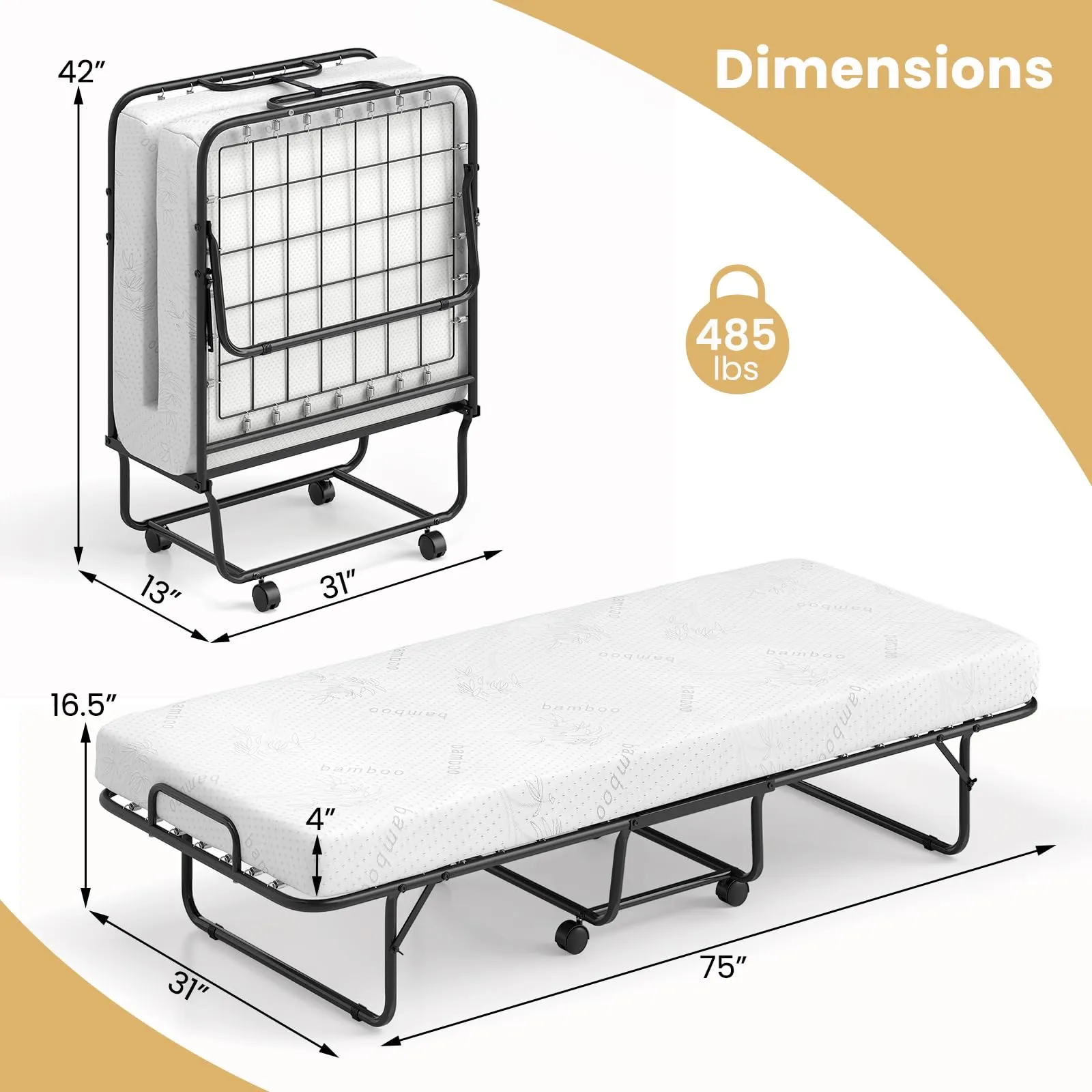Giantex Folding Bed with Mattress for Adults