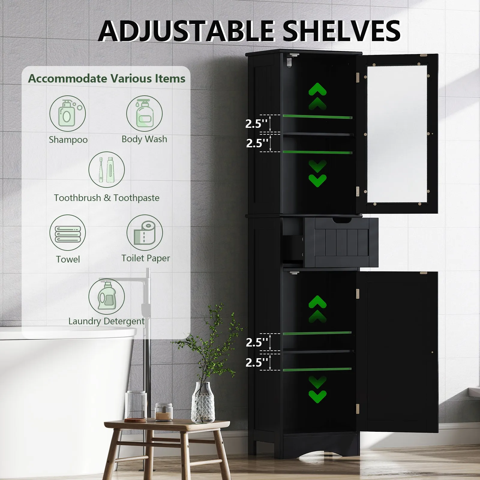 Giantex Freestanding Bathroom Storage Cabinet