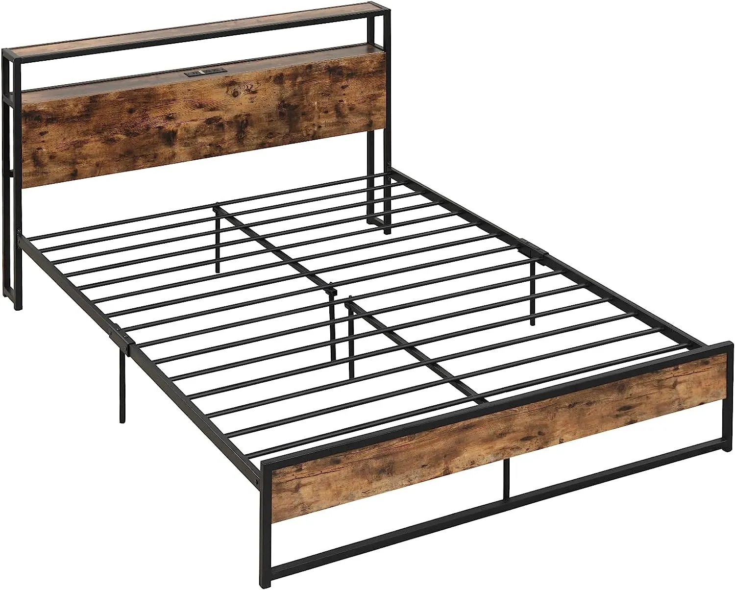 Giantex Full Bed Frame with Storage Headboard and Charging Station, with Outlets and USB Ports