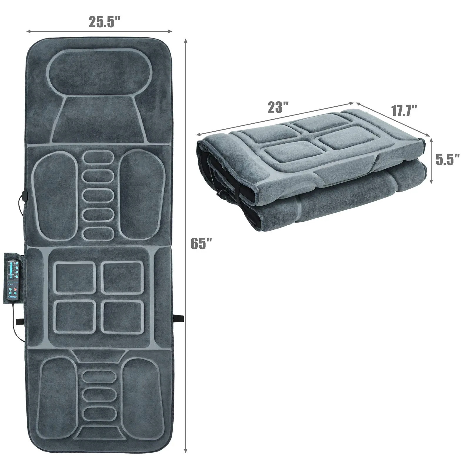 Giantex Full Body Massage Mat with Heat, Back Massage Chair Pad with 10 Vibration Motors