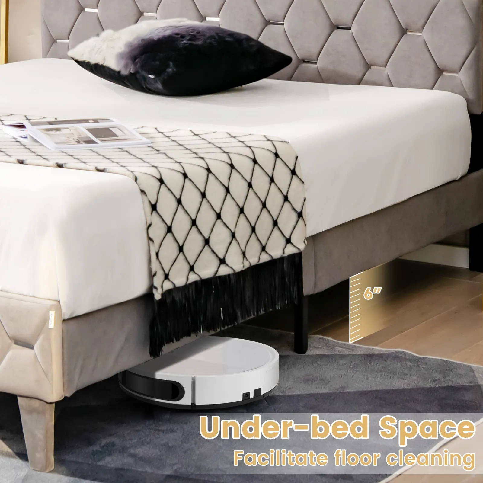 Giantex Full Size Bed Frame with Storage Headboard
