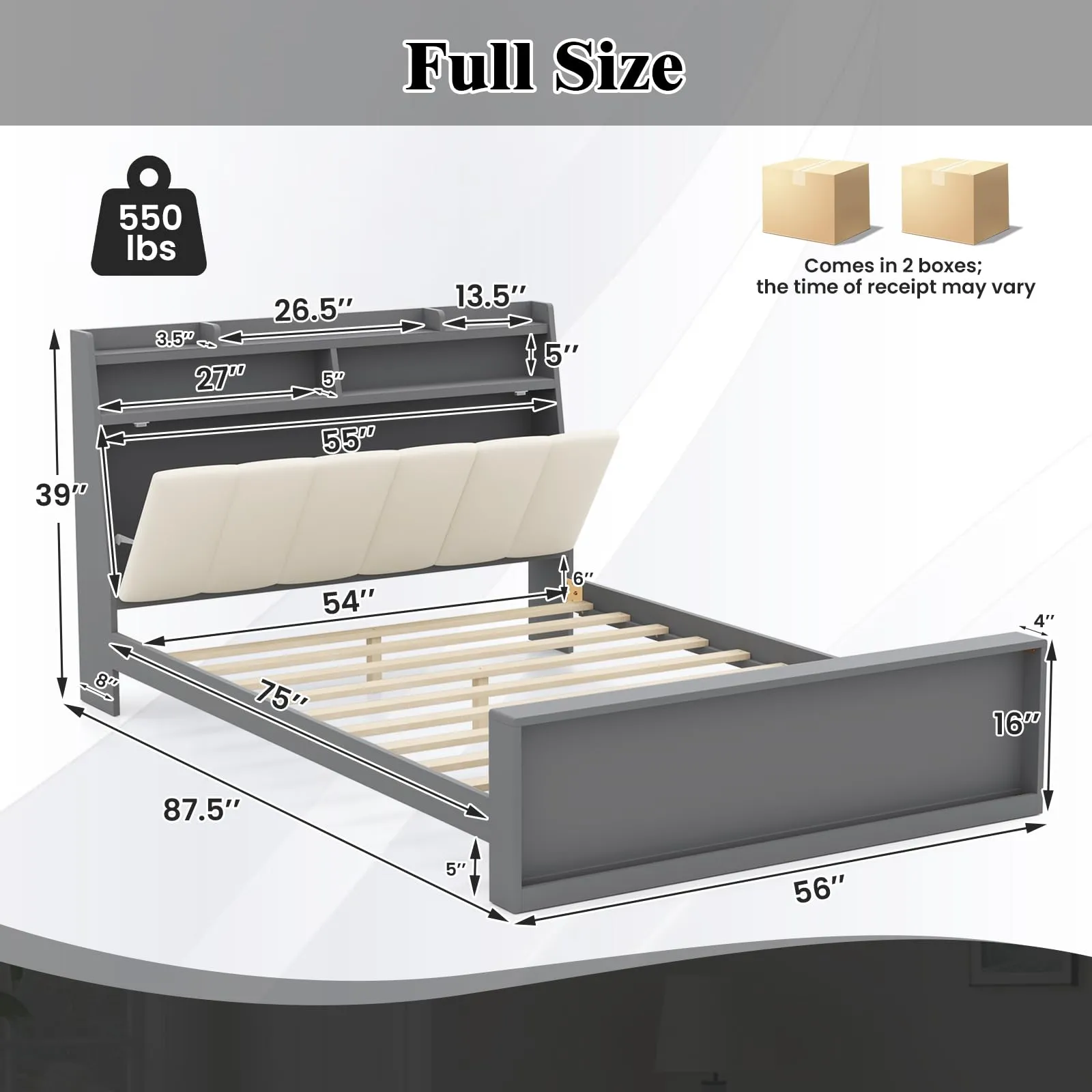 Giantex Full Size Bed Frame with Storage