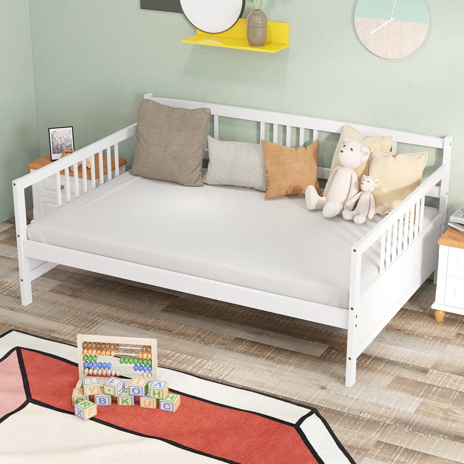 Giantex Full Size Daybed, Wooden Daybed Sofa Bed Frame with Wood Slat Support for Kids Teens (Full)