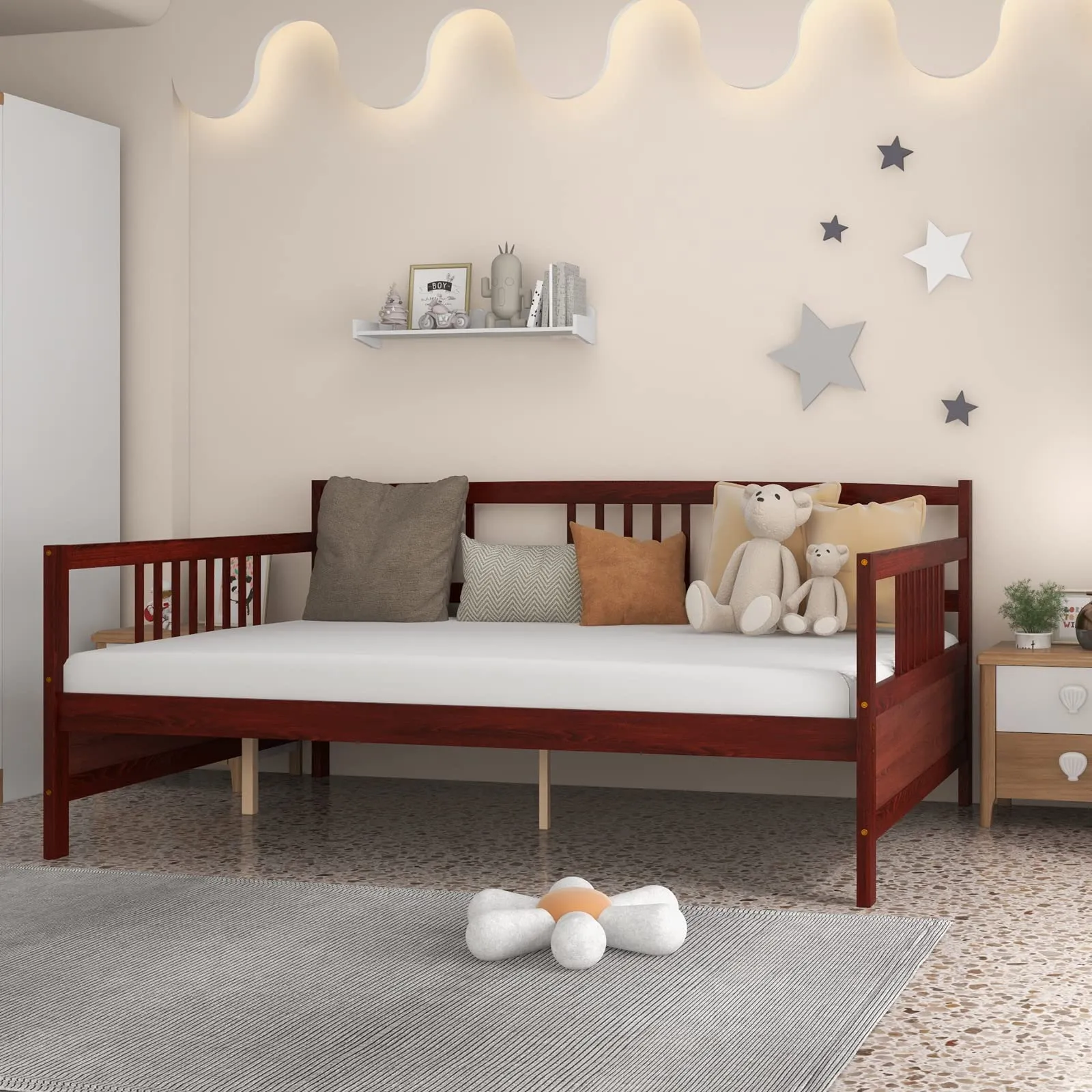 Giantex Full Size Daybed, Wooden Daybed Sofa Bed Frame with Wood Slat Support for Kids Teens (Full)